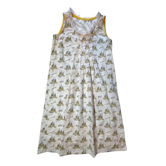 Handmade Harry Potter Hogwarts Nightgown White Yellow Sleeveless Pullover XS S - Picture 4 of 13